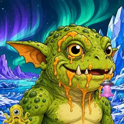 Oozlings #441, Toad Goblin · Aurora Ice