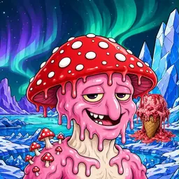 Oozlings #4416, Mushroom Head · Aurora Ice