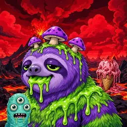 Oozlings #4420, Slime Sloth · Lava Fields