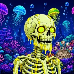 Oozlings #4421, Mutated Skull · Glow Reef