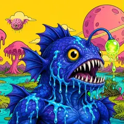 Oozlings #4424, Anglerfish · Turquoise Swamp