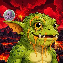 Oozlings #443, Toad Goblin · Lava Fields