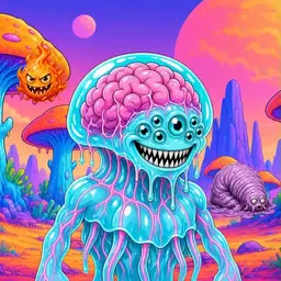 Oozlings #4439, Jellyfish Brain · Mushroom Desert