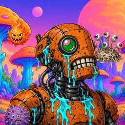 Oozlings #4443, Rusty Robot · Mushroom Desert