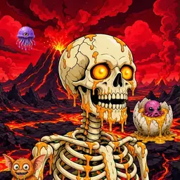 Oozlings #4444, Skull · Lava Fields