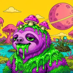 Oozlings #4446, Mutated Slime Sloth · Turquoise Swamp