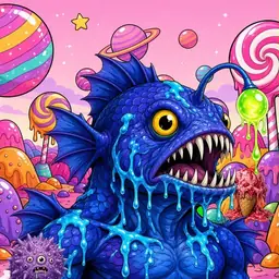 Oozlings #4448, Anglerfish · Candy Planet