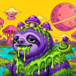 Oozlings #4459, Slime Sloth · Turquoise Swamp