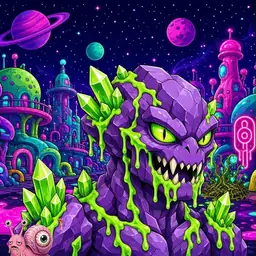 Oozlings #4468, Crystal Rock · Neon City