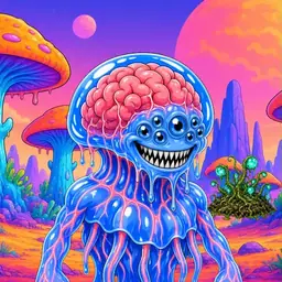 Oozlings #4480, Mutated Jellyfish Brain · Mushroom Desert
