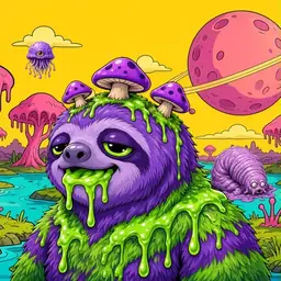 Oozlings #4484, Slime Sloth · Turquoise Swamp