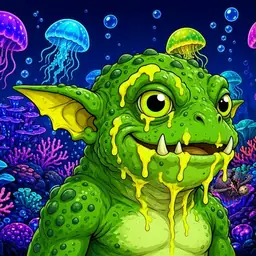 Oozlings #4492, Mutated Toad Goblin · Glow Reef