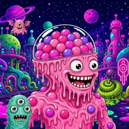 Oozlings #4496, Gumball Brain · Neon City