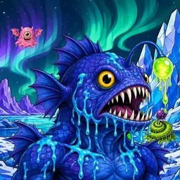 Oozlings #4498, Anglerfish · Aurora Ice