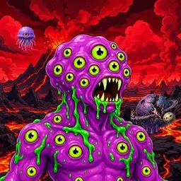 Oozlings #4501, Mutated Eyeball Cluster · Lava Fields