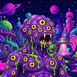 Oozlings #4502, Eyeball Cluster · Neon City