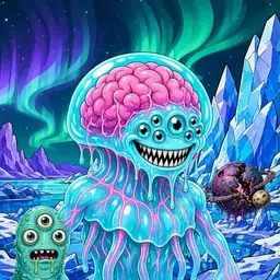 Oozlings #4504, Jellyfish Brain · Aurora Ice