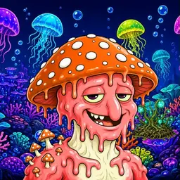 Oozlings #4505, Mutated Mushroom Head · Glow Reef