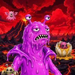 Oozlings #452, Mutated Slug · Lava Fields