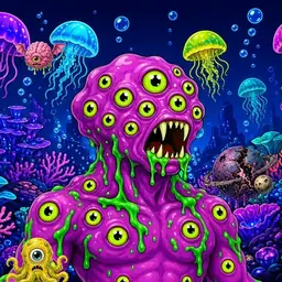 Oozlings #4521, Mutated Eyeball Cluster · Glow Reef