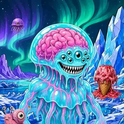 Oozlings #4524, Jellyfish Brain · Aurora Ice