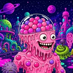 Oozlings #4525, Gumball Brain · Neon City