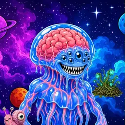 Oozlings #4526, Mutated Jellyfish Brain · Void Nebula