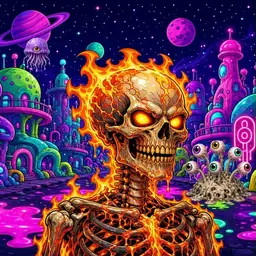 Oozlings #4532, Fire Skull · Neon City