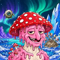 Oozlings #4533, Mushroom Head · Aurora Ice