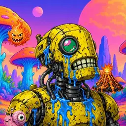 Oozlings #4535, Mutated Rusty Robot · Mushroom Desert