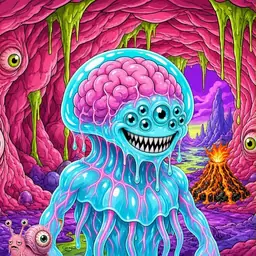 Oozlings #4555, Jellyfish Brain · Flesh Cave