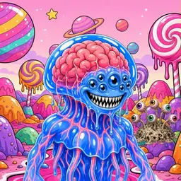 Oozlings #4556, Mutated Jellyfish Brain · Candy Planet