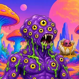 Oozlings #4558, Eyeball Cluster · Mushroom Desert