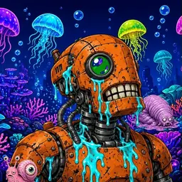 Oozlings #456, Rusty Robot · Glow Reef