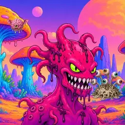 Oozlings #457, Mutated Squid · Mushroom Desert