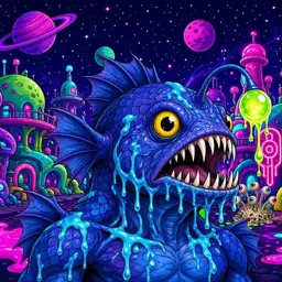 Oozlings #4571, Anglerfish · Neon City