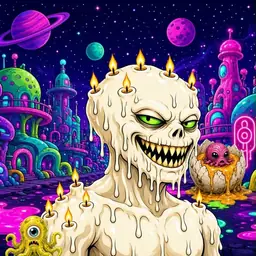 Oozlings #4574, Candle Wax · Neon City