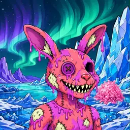 Oozlings #4575, Mutated Zombie Bunny · Aurora Ice
