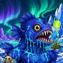 Oozlings #4577, Anglerfish · Aurora Ice