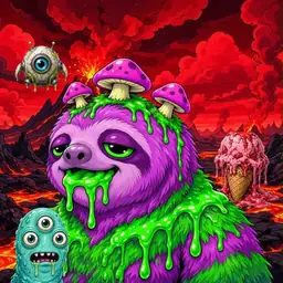 Oozlings #4583, Mutated Slime Sloth · Lava Fields