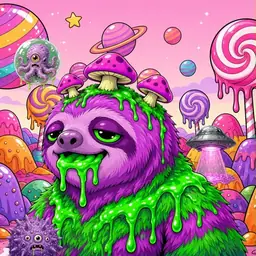 Oozlings #4590, Mutated Slime Sloth · Candy Planet
