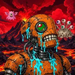 Oozlings #4594, Rusty Robot · Lava Fields