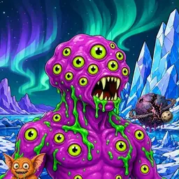 Oozlings #460, Mutated Eyeball Cluster · Aurora Ice