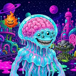 Oozlings #4602, Jellyfish Brain · Neon City