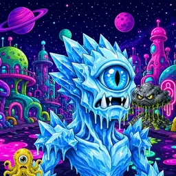 Oozlings #4603, Ice Cyclops · Neon City