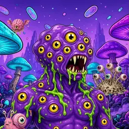 Oozlings #461, Eyeball Cluster · Fungus Forest