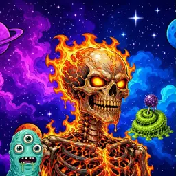 Oozlings #4620, Fire Skull · Void Nebula