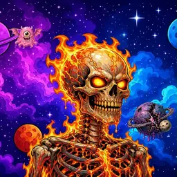 Oozlings #4626, Fire Skull · Void Nebula
