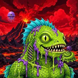 Oozlings #4630, Swamp Fish · Lava Fields