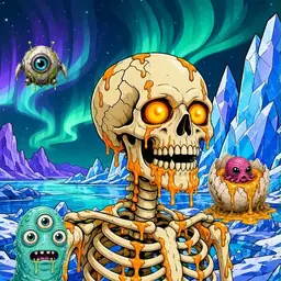 Oozlings #4633, Skull · Aurora Ice